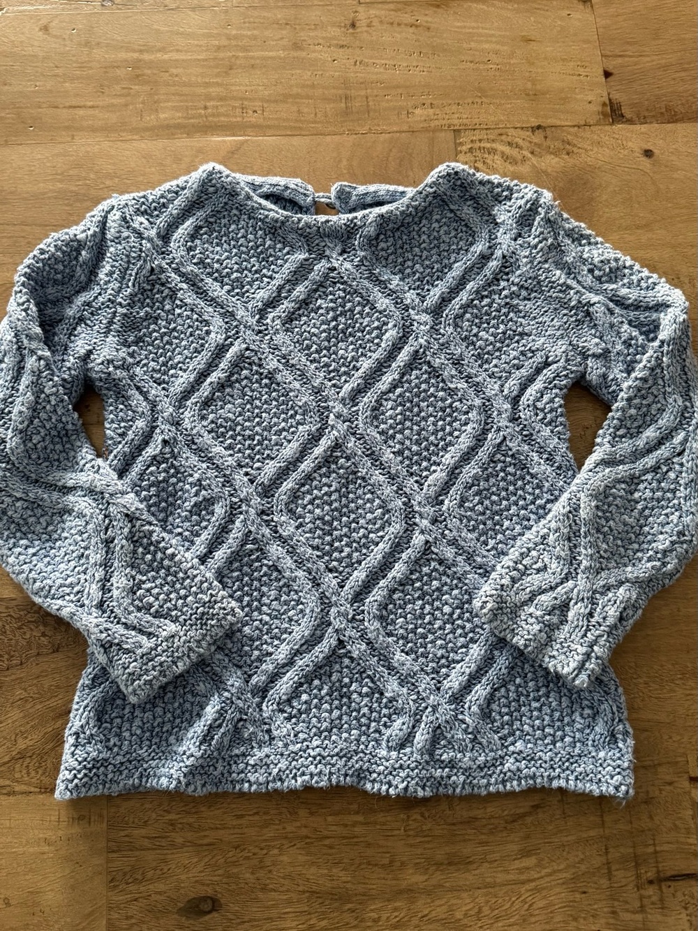 Zara Chunky Cable-Knit kids Sweater in Light Blue sz 4-5 years